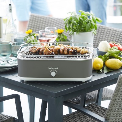 Elektrický stolný gril Barbecook BC-ELE-1003 E-Carlo, sivý, 42,5x33x16,5cm