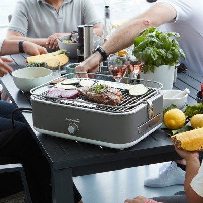 Elektrický stolný gril Barbecook BC-ELE-1003 E-Carlo, sivý, 42,5x33x16,5cm