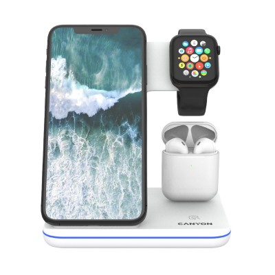 Încărcător wireless CANYON 3-în-1, alb