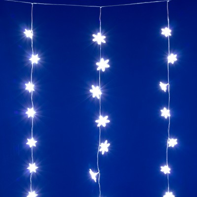 Perdea luminoasă LED cu fulgi de zăpadă, alb rece