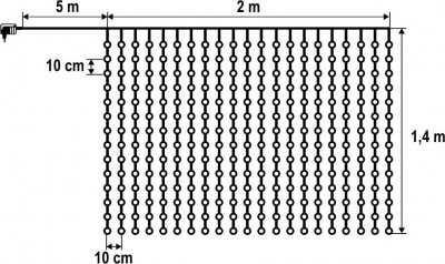 HOME KIN294DWH DOT LED-es fényfüggöny, 294db hidegfehér DOT LED, 2m hosszú, állófényű, adapteres tápellátás, kül- és beltéri kivitel