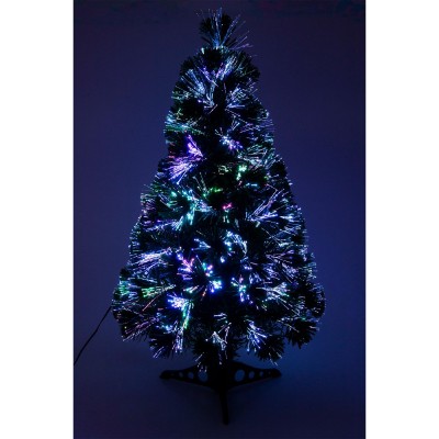 Brad artificial din fibră optică, cu LED-uri care schimbă culoarea, 80 cm