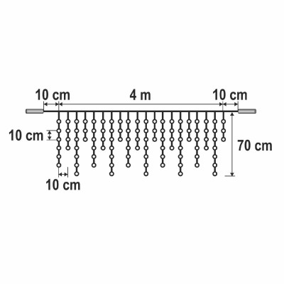 Spojovateľný svietiaci záves, cencúľ, 200 LED, biely kábel, na vonkajšie použitie