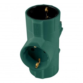 Distribuitor tip T, 3 socluri cu protectie, verde - TPF-26/GR