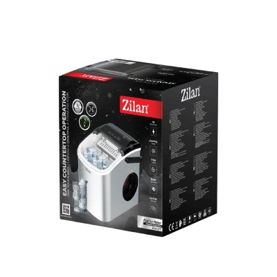 Zilan ZLN1177 jégkocka készítő, 95 W, 1,8 literes tartály, max. 15 kg napi kapacitás, öntisztító, rozsdamentes acél