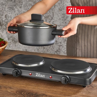Zilan ZLN2181 elektromos főzőlap, 2500 W, 2 főzőlap, 2 db hőmérséklet szabályozó, fekete