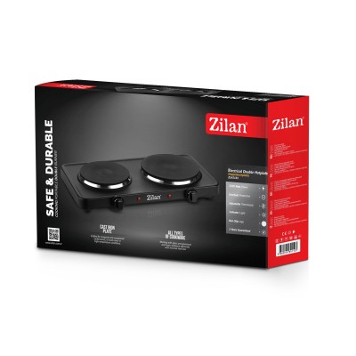 Zilan ZLN2181 elektromos főzőlap, 2500 W, 2 főzőlap, 2 db hőmérséklet szabályozó, fekete